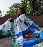 Amar sonar bangla Halfsilk Screen Print saree ( CODE:- HS-85 )