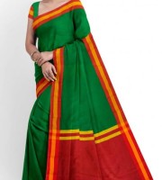 Red Green Halfsilk Screen Print saree ( CODE:- HS-88 )