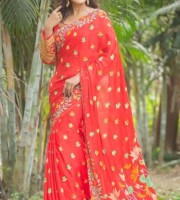 Georgette with hand paint & hand work saree ( CODE:- BSS-128 )