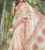 Masslice Cotton with hand paint & hand work saree ( CODE:- BSS-140 )