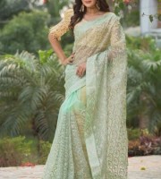 Exclusive Organza party saree with blouse pcs ( CODE:- BSS-142 )